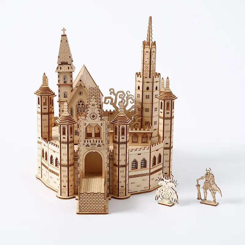 Wooden Castle Playset with Knights and Accessories